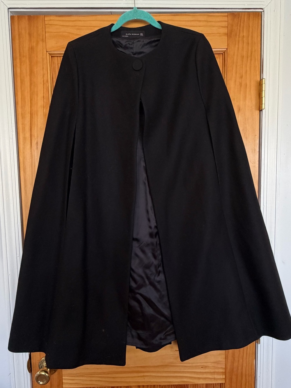 Zara Black A-Line Cape coat size medium